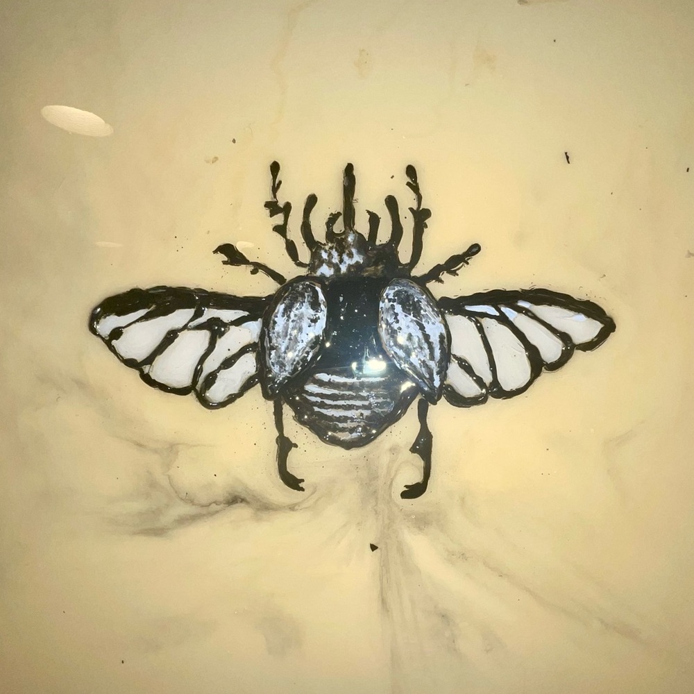 Beetle painting with resin pour
